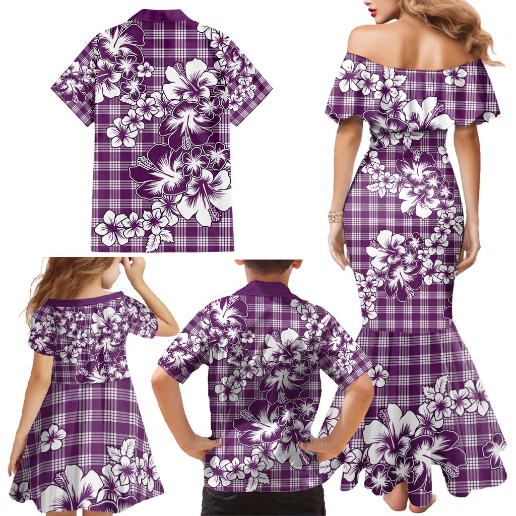 Hibiscus Pakala Sweetie Purple Family Matching Mermaid Dress and Hawaiian Shirt Tropical Floral Stylized - Polynesian Pride