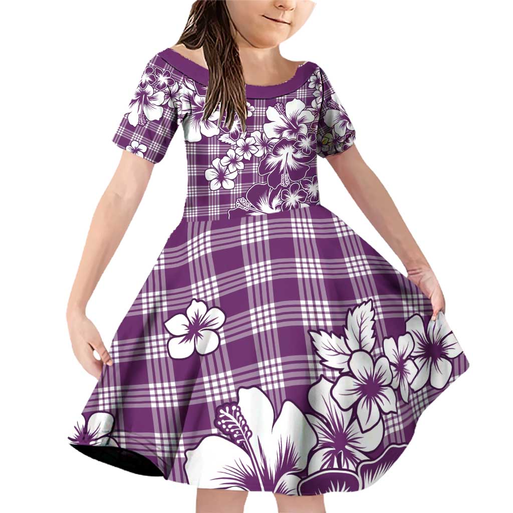 Hibiscus Pakala Sweetie Purple Family Matching Off Shoulder Short Dress and Hawaiian Shirt Tropical Floral Stylized - Polynesian Pride