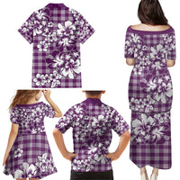 Hibiscus Pakala Sweetie Purple Family Matching Puletasi and Hawaiian Shirt Tropical Floral Stylized - Polynesian Pride