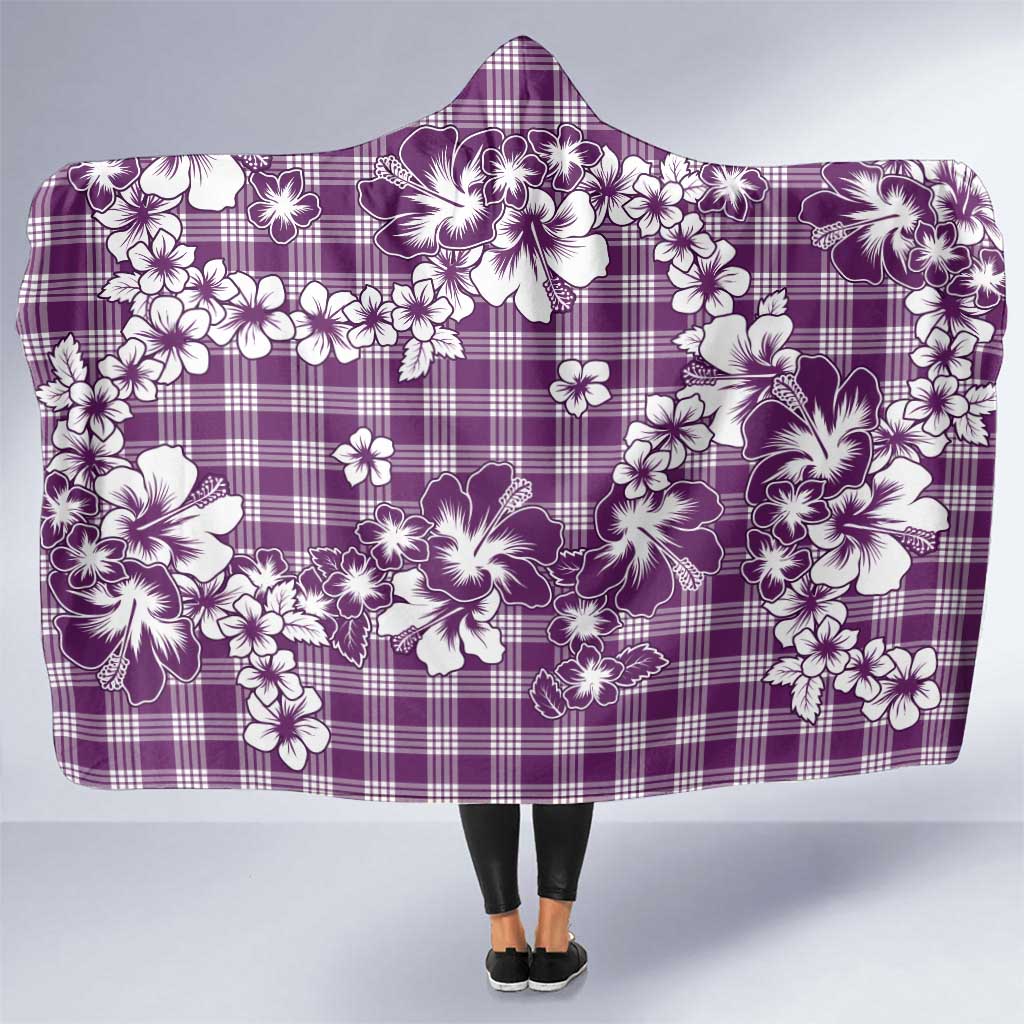 Hibiscus Pakala Sweetie Purple Hooded Blanket Tropical Floral Stylized LT01 One Size Purple - Polynesian Pride
