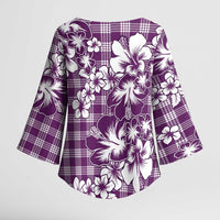 Hibiscus Pakala Sweetie Purple Kimono Sleeve Blouse Tropical Floral Stylized - Polynesian Pride