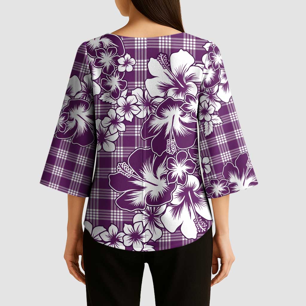 Hibiscus Pakala Sweetie Purple Kimono Sleeve Blouse Tropical Floral Stylized - Polynesian Pride
