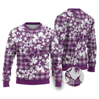 Hibiscus Pakala Sweetie Purple Ugly Christmas Sweater Tropical Floral Stylized - Polynesian Pride