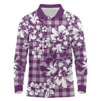 Hibiscus Pakala Sweetie Purple Long Sleeve Polo Shirt Tropical Floral Stylized - Polynesian Pride