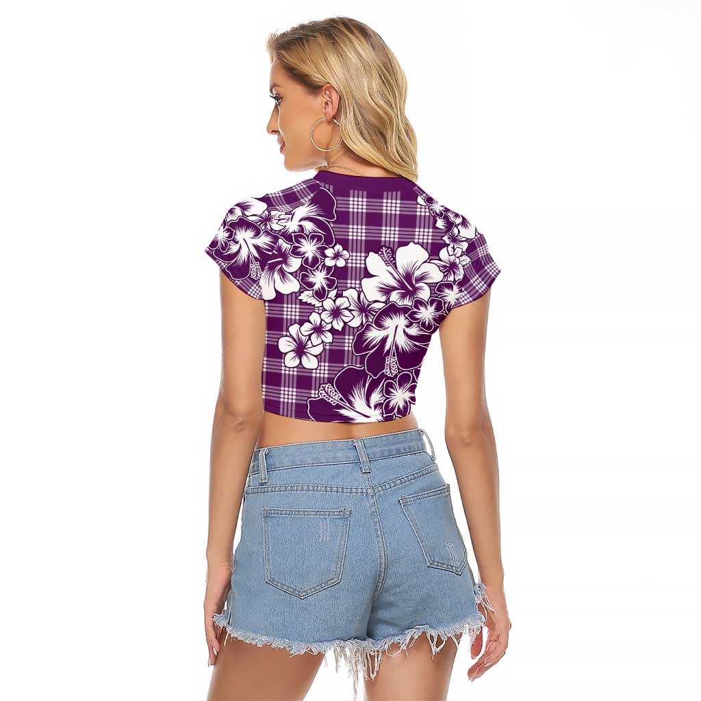 Hibiscus Pakala Sweetie Purple Raglan Cropped T Shirt Tropical Floral Stylized - Polynesian Pride