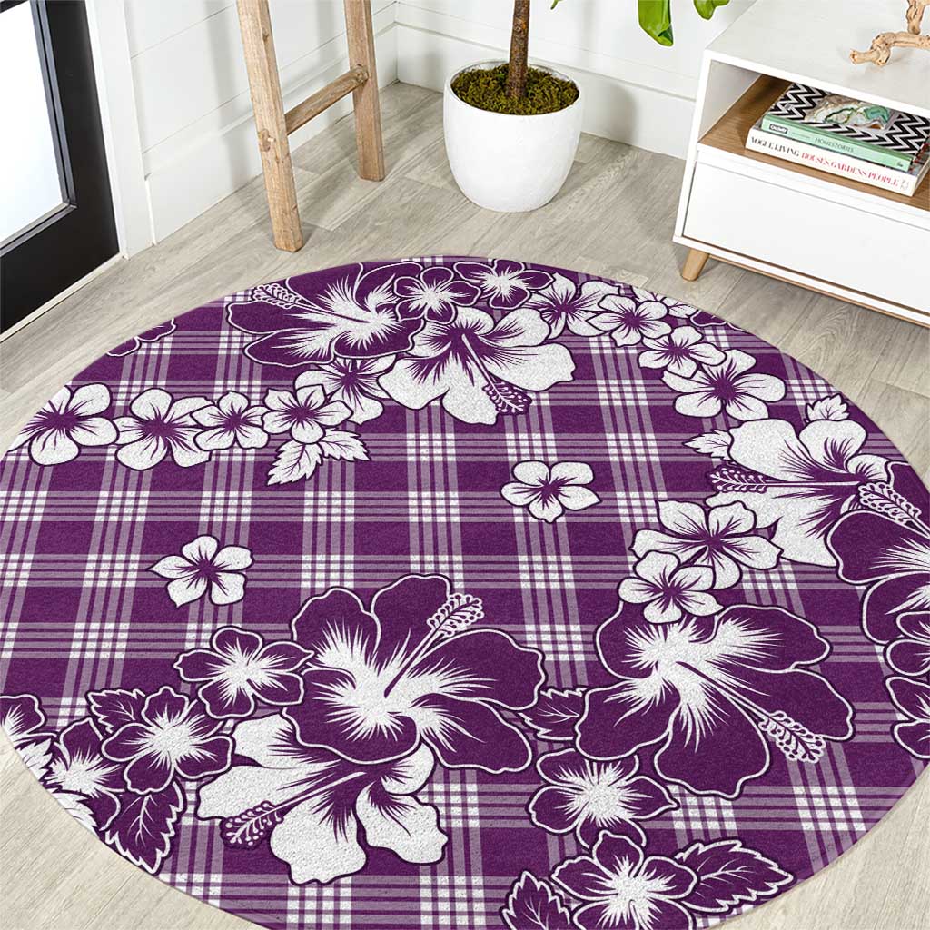 Hibiscus Pakala Sweetie Purple Round Carpet Tropical Floral Stylized LT01 Purple - Polynesian Pride