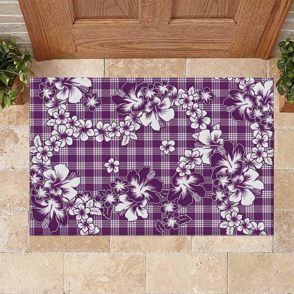Hibiscus Pakala Sweetie Purple Rubber Doormat Tropical Floral Stylized LT01 Purple - Polynesian Pride