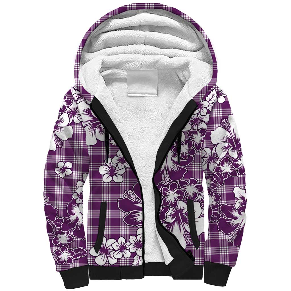 Hibiscus Pakala Sweetie Purple Sherpa Hoodie Tropical Floral Stylized LT01 Unisex Purple - Polynesian Pride