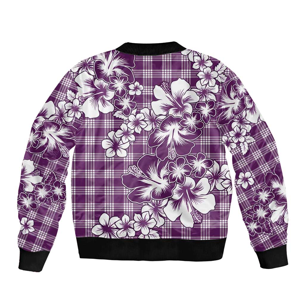 Hibiscus Pakala Sweetie Purple Sleeve Zip Bomber Jacket Tropical Floral Stylized - Polynesian Pride