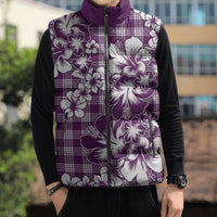 Hibiscus Pakala Sweetie Purple Sleeveless Puffer Jacket Tropical Floral Stylized - Polynesian Pride