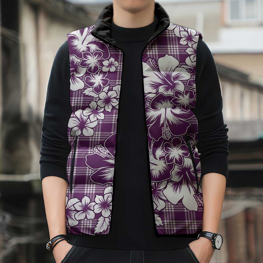 Hibiscus Pakala Sweetie Purple Sleeveless Puffer Jacket Tropical Floral Stylized - Polynesian Pride