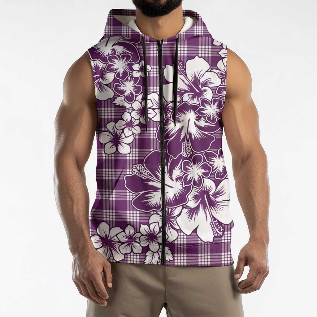 Hibiscus Pakala Sweetie Purple Sleeveless Zip Hoodie Tropical Floral Stylized LT01 - Polynesian Pride