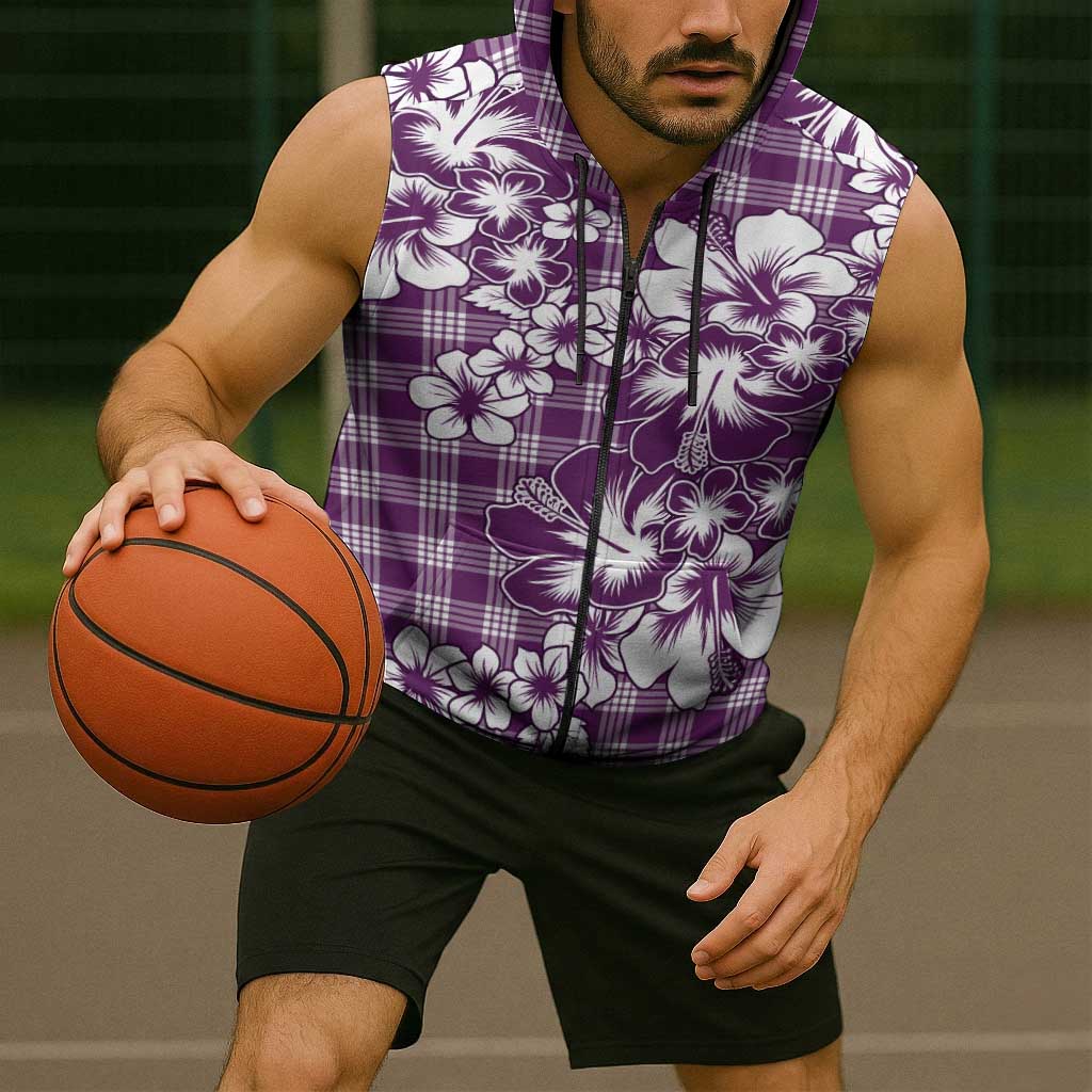 Hibiscus Pakala Sweetie Purple Sleeveless Zip Hoodie Tropical Floral Stylized LT01 - Polynesian Pride