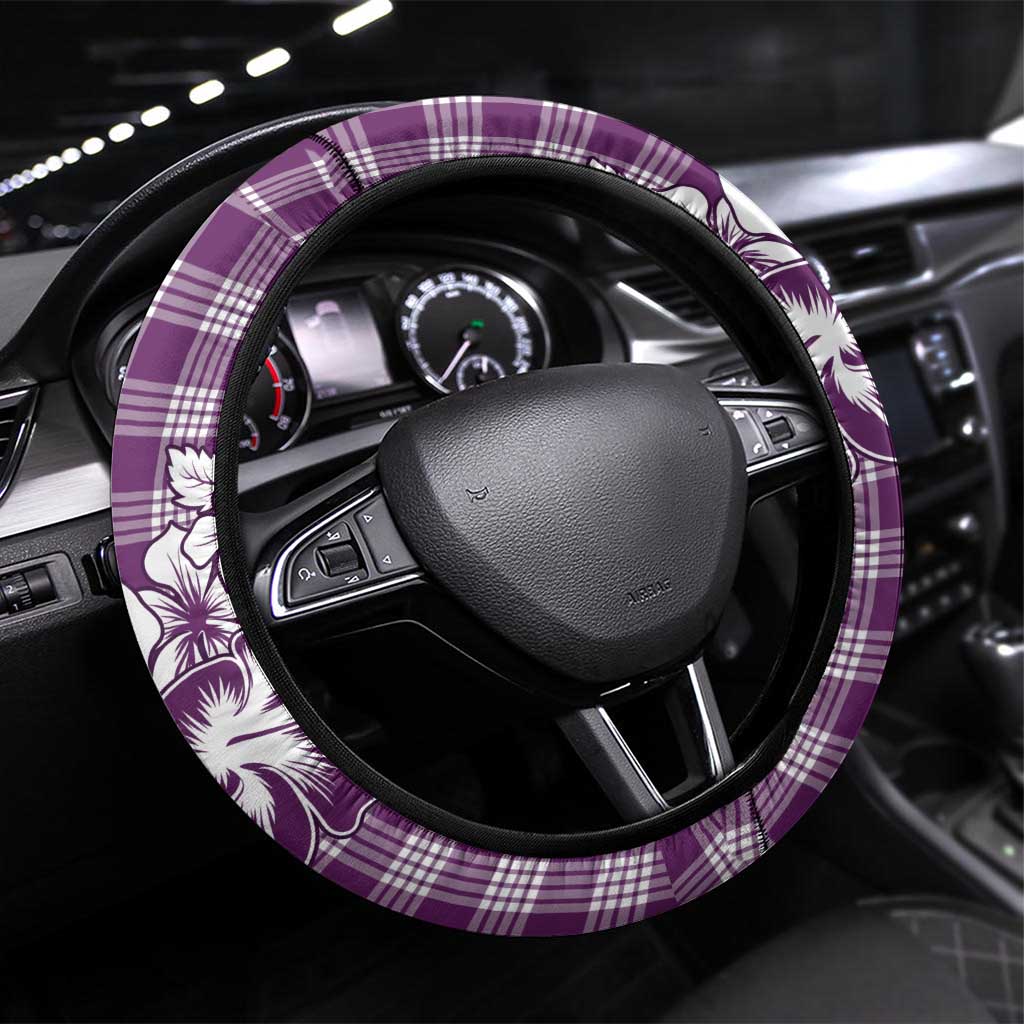 Hibiscus Pakala Sweetie Purple Steering Wheel Cover Tropical Floral Stylized LT01 Universal Fit Purple - Polynesian Pride