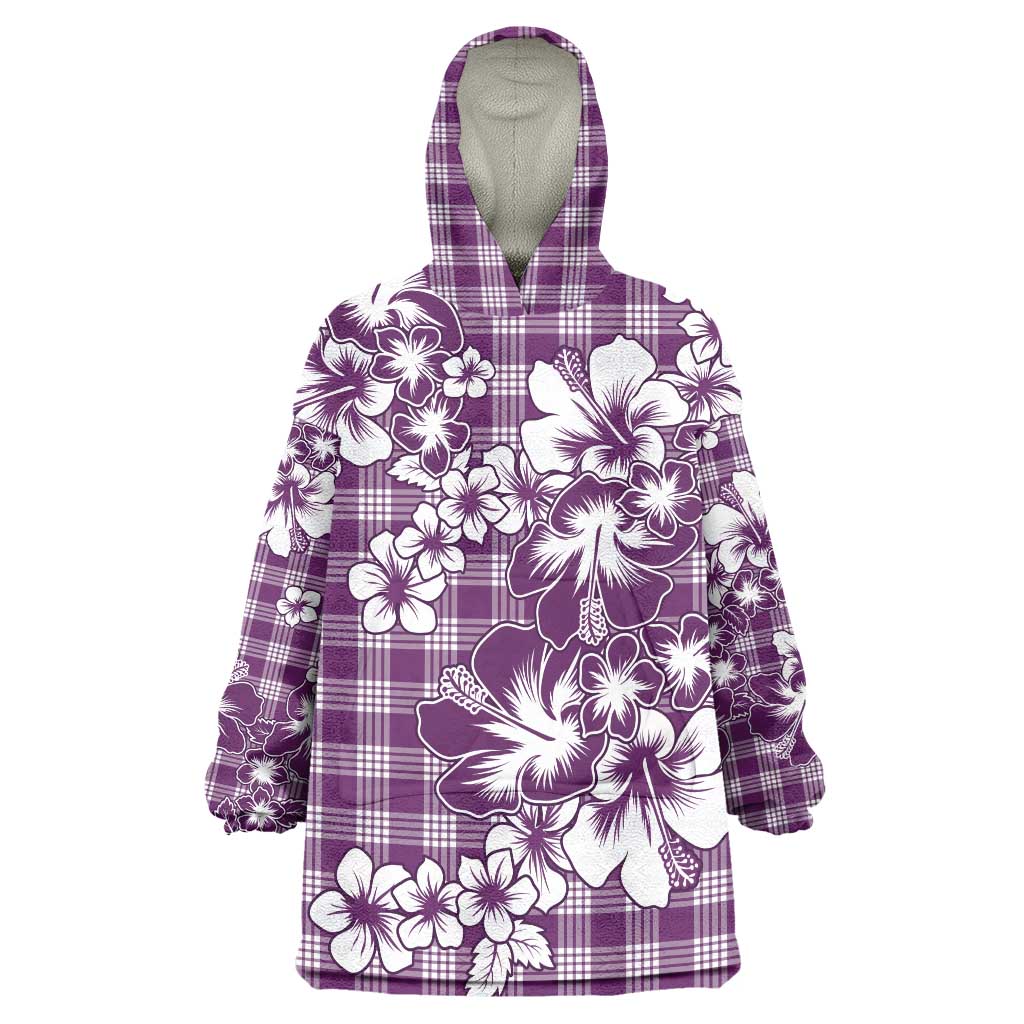 Hibiscus Pakala Sweetie Purple Wearable Blanket Hoodie Tropical Floral Stylized LT01 One Size Purple - Polynesian Pride