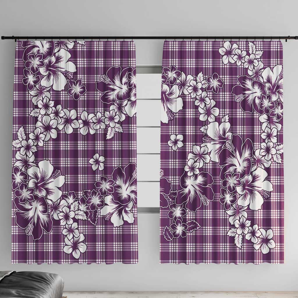 Hibiscus Pakala Sweetie Purple Window Curtain Tropical Floral Stylized LT01 With Hooks Purple - Polynesian Pride