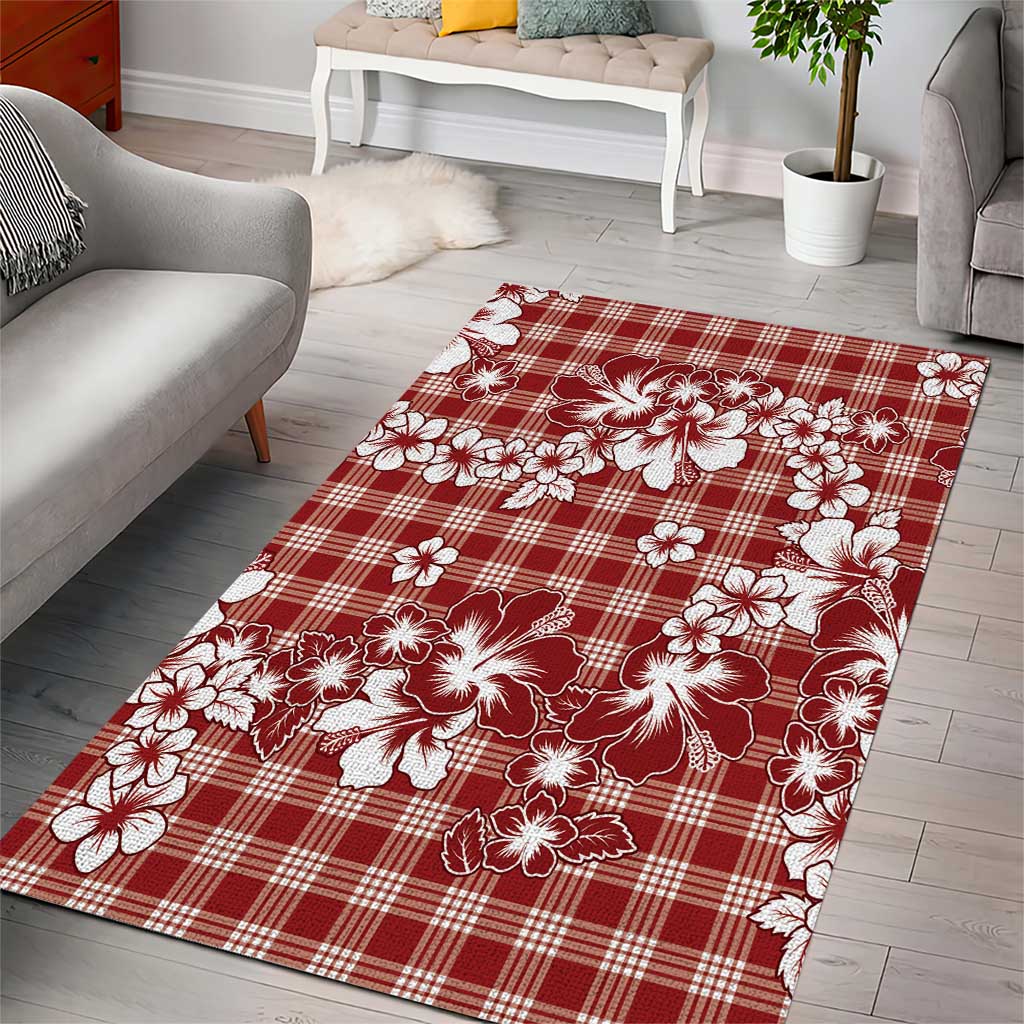 Hibiscus Pakala Fantasy Red Area Rug Tropical Floral Stylized - Polynesian Pride
