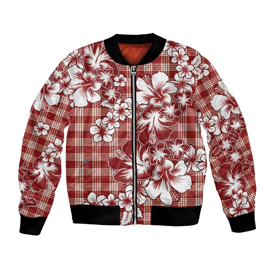 Hibiscus Pakala Fantasy Red Bomber Jacket Tropical Floral Stylized LT01 Unisex Red - Polynesian Pride