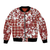 Hibiscus Pakala Fantasy Red Bomber Jacket Tropical Floral Stylized LT01 Unisex Red - Polynesian Pride