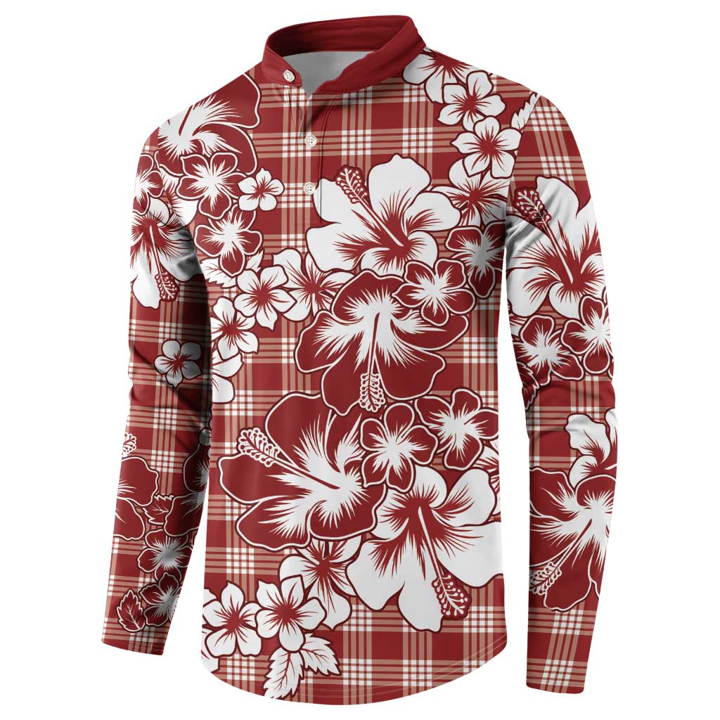 Hibiscus Pakala Fantasy Red Button Sweatshirt Tropical Floral Stylized - Polynesian Pride