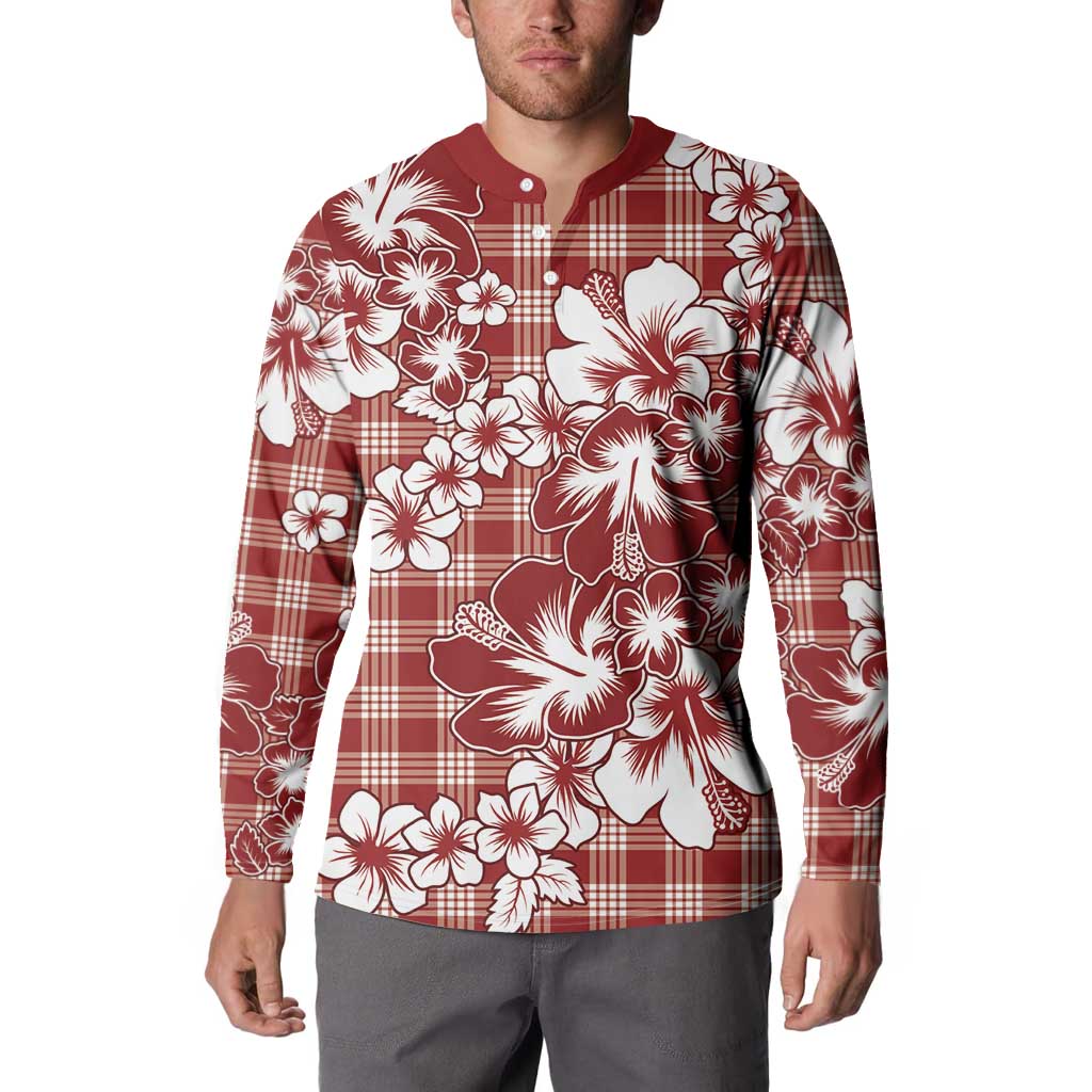 Hibiscus Pakala Fantasy Red Button Sweatshirt Tropical Floral Stylized - Polynesian Pride