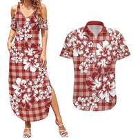 Hibiscus Pakala Fantasy Red Couples Matching Summer Maxi Dress and Hawaiian Shirt Tropical Floral Stylized - Polynesian Pride