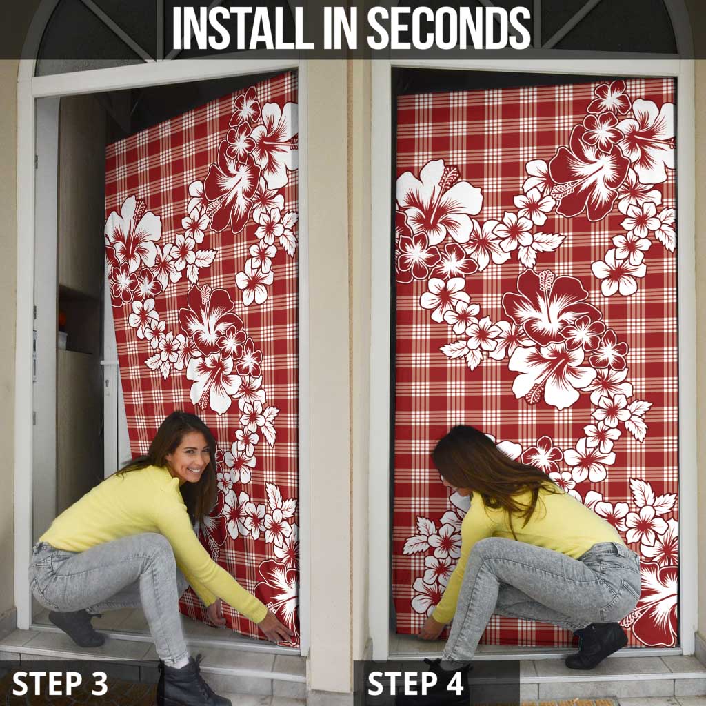 Hibiscus Pakala Fantasy Red Door Cover Tropical Floral Stylized - Polynesian Pride