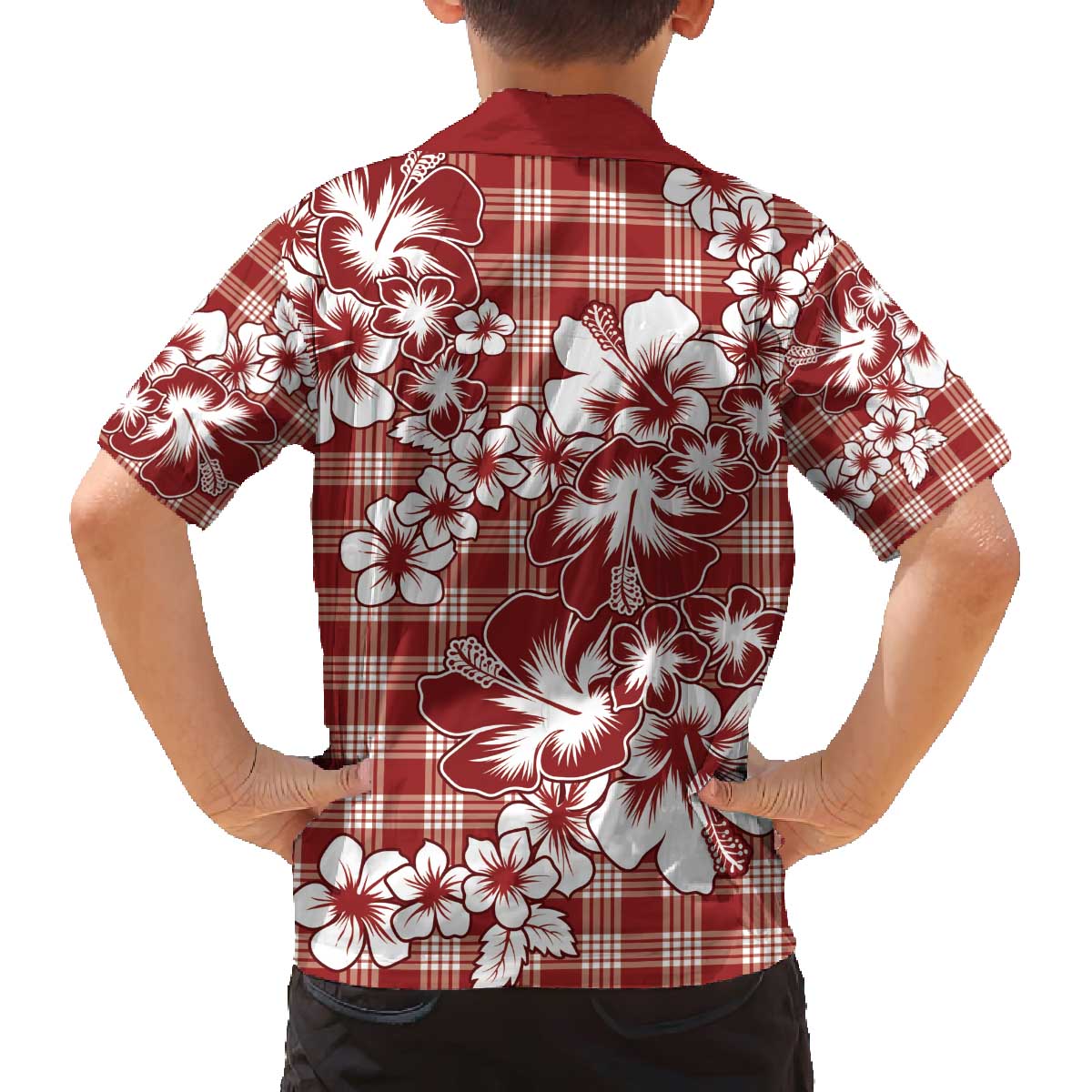 Hibiscus Pakala Fantasy Red Family Matching Off The Shoulder Long Sleeve Dress and Hawaiian Shirt Tropical Floral Stylized - Polynesian Pride