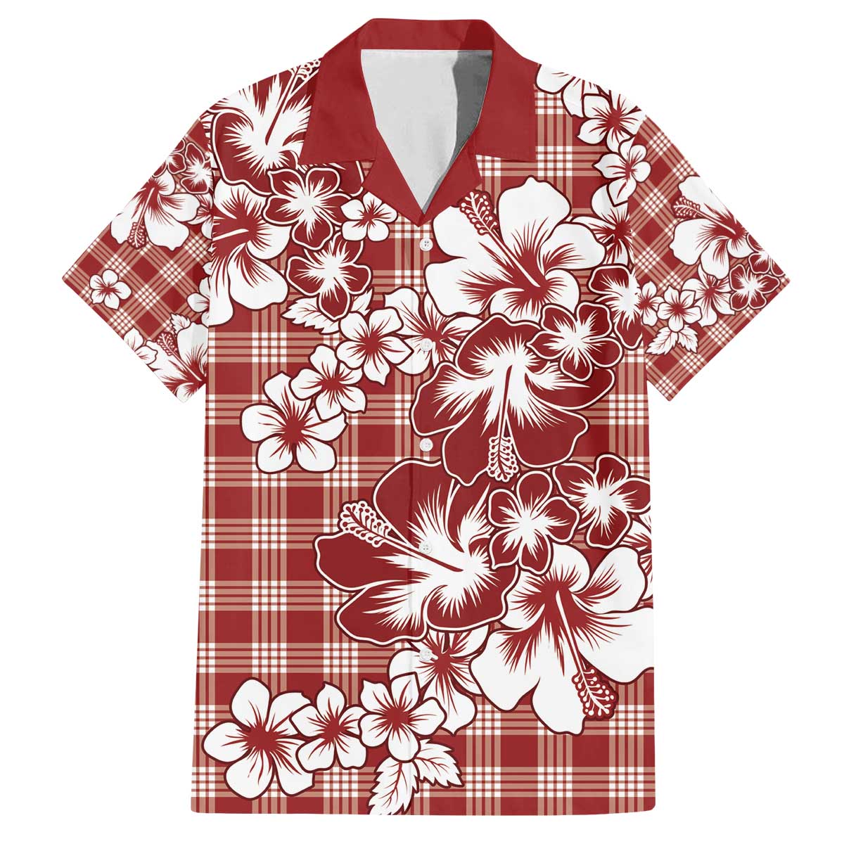 Hibiscus Pakala Fantasy Red Family Matching Off The Shoulder Long Sleeve Dress and Hawaiian Shirt Tropical Floral Stylized - Polynesian Pride
