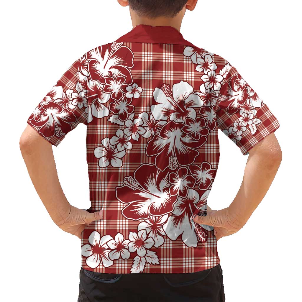 Hibiscus Pakala Fantasy Red Family Matching Off Shoulder Short Dress and Hawaiian Shirt Tropical Floral Stylized - Polynesian Pride