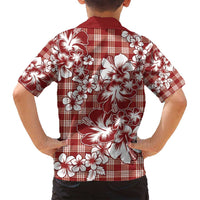 Hibiscus Pakala Fantasy Red Family Matching Off Shoulder Short Dress and Hawaiian Shirt Tropical Floral Stylized - Polynesian Pride
