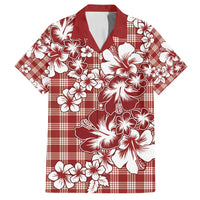 Hibiscus Pakala Fantasy Red Family Matching Off Shoulder Short Dress and Hawaiian Shirt Tropical Floral Stylized - Polynesian Pride