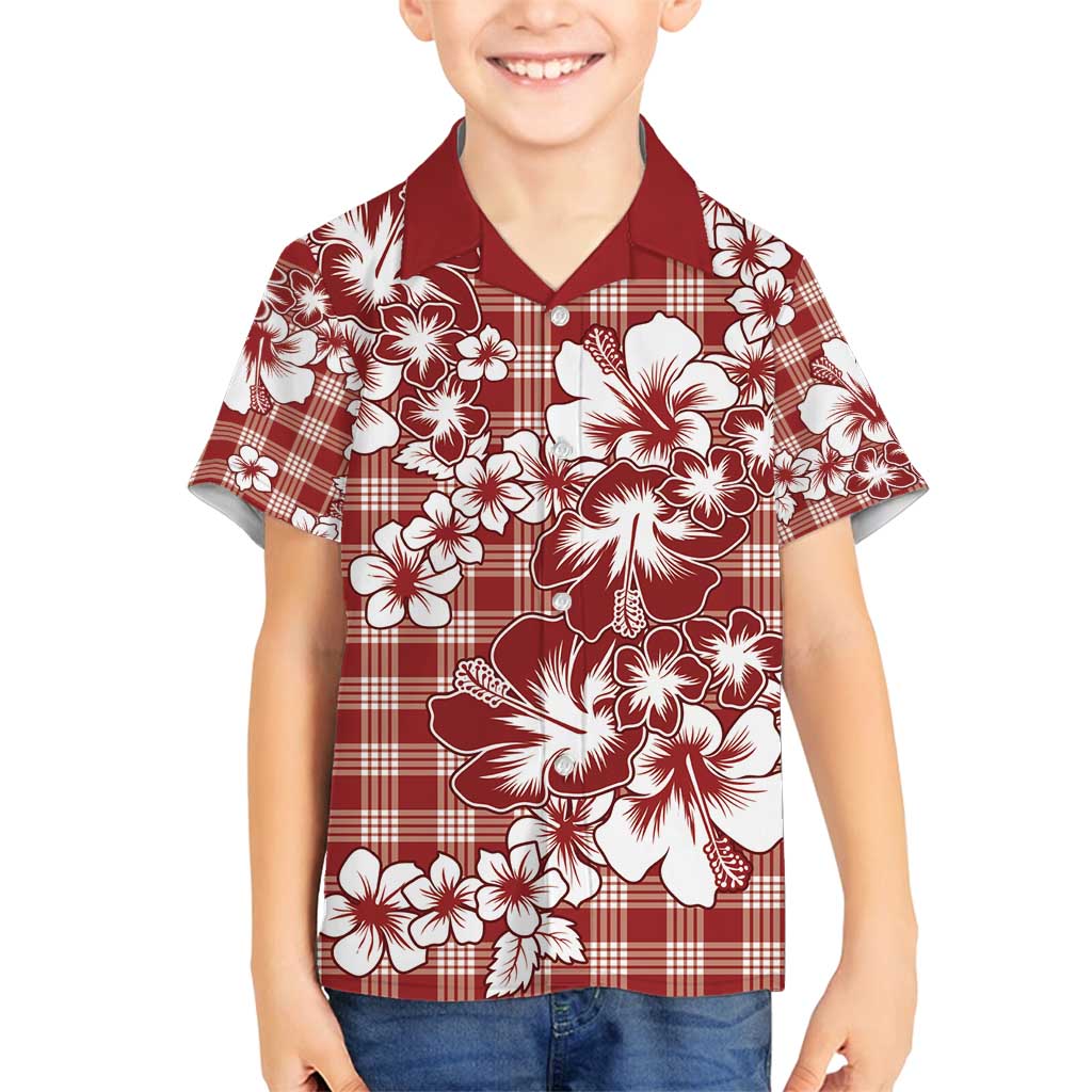 Hibiscus Pakala Fantasy Red Family Matching Off Shoulder Short Dress and Hawaiian Shirt Tropical Floral Stylized - Polynesian Pride