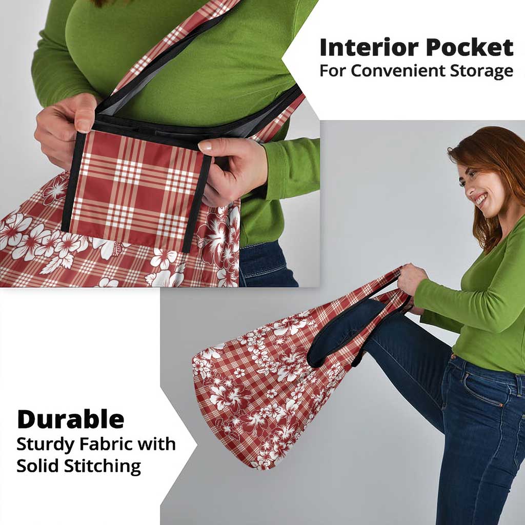 Hibiscus Pakala Fantasy Red Grocery Bag Tropical Floral Stylized - Polynesian Pride