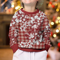 Hibiscus Pakala Fantasy Red Kid Ugly Christmas Sweater Tropical Floral Stylized - Polynesian Pride