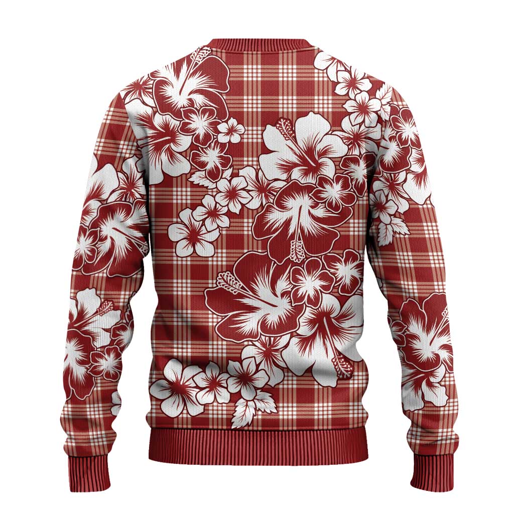 Hibiscus Pakala Fantasy Red Ugly Christmas Sweater Tropical Floral Stylized - Polynesian Pride