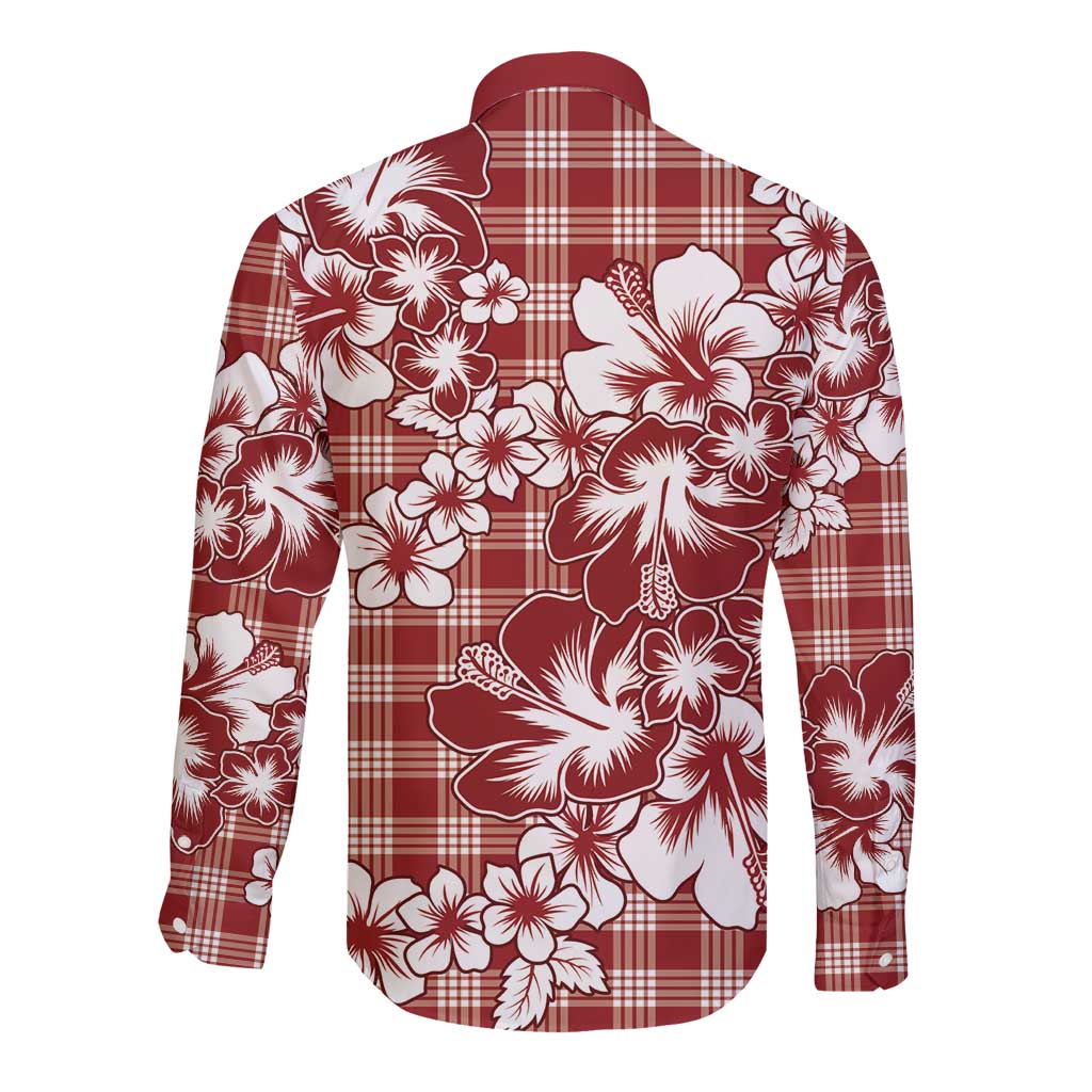 Hibiscus Pakala Fantasy Red Long Sleeve Button Shirt Tropical Floral Stylized - Polynesian Pride