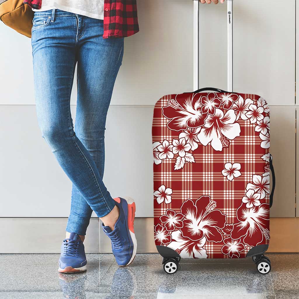 Hibiscus Pakala Fantasy Red Luggage Cover Tropical Floral Stylized - Polynesian Pride