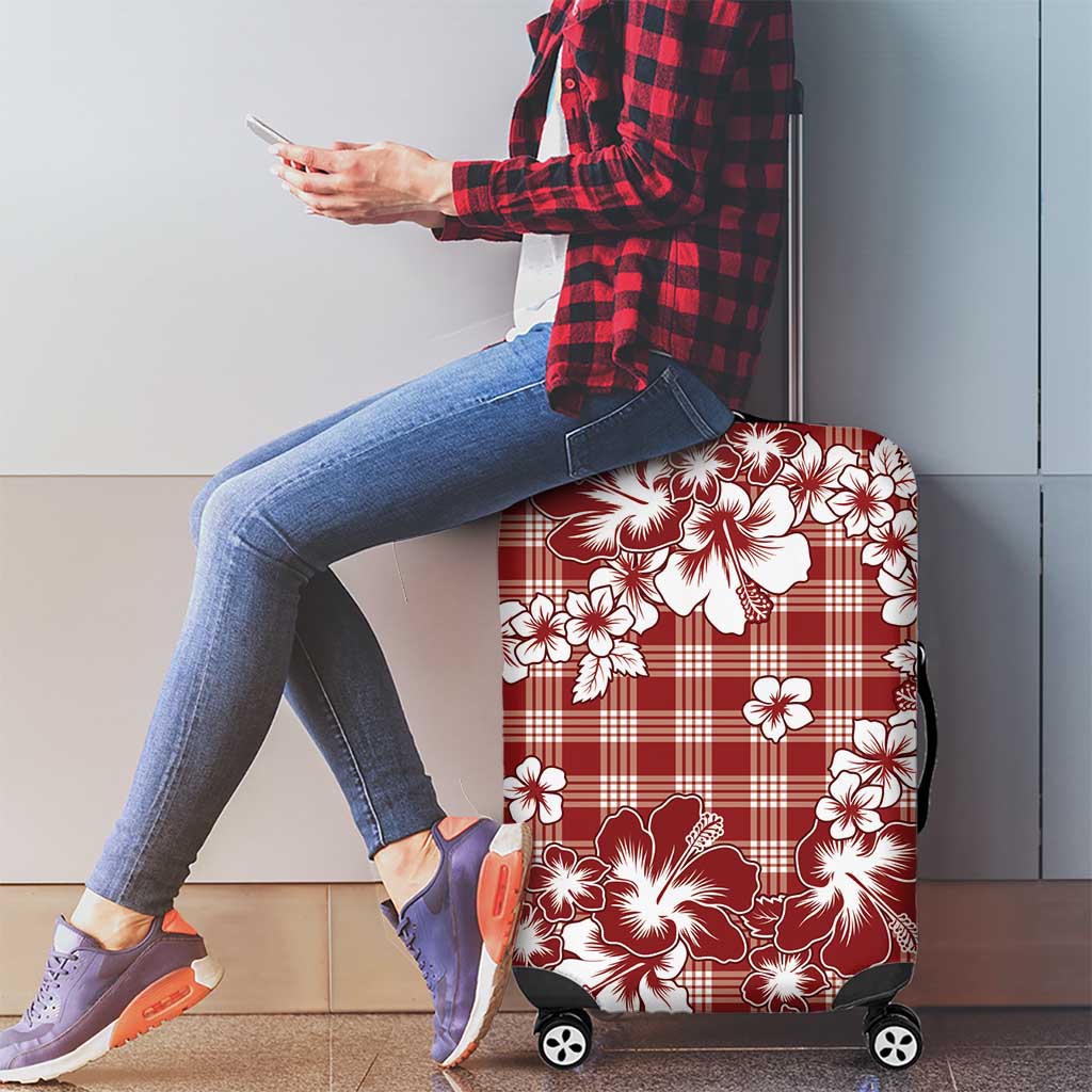 Hibiscus Pakala Fantasy Red Luggage Cover Tropical Floral Stylized - Polynesian Pride