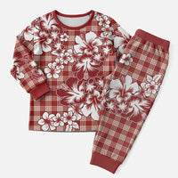 Hibiscus Pakala Fantasy Red Christmas Pajama Set Tropical Floral Stylized - Polynesian Pride