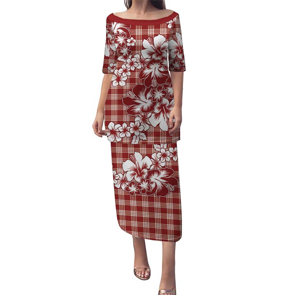Hibiscus Pakala Fantasy Red Puletasi Tropical Floral Stylized LT01 Long Dress Red - Polynesian Pride