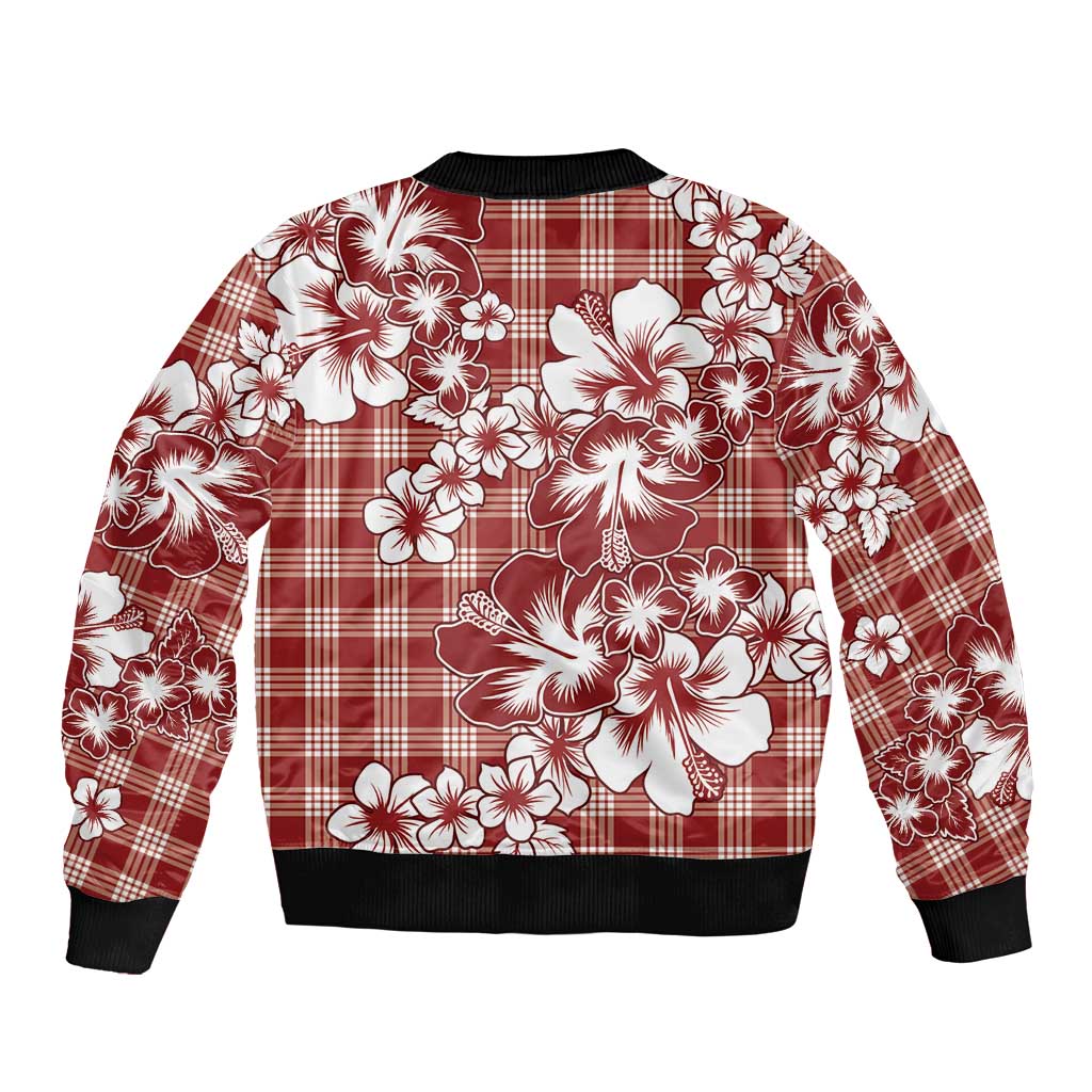 Hibiscus Pakala Fantasy Red Sleeve Zip Bomber Jacket Tropical Floral Stylized LT01 - Polynesian Pride