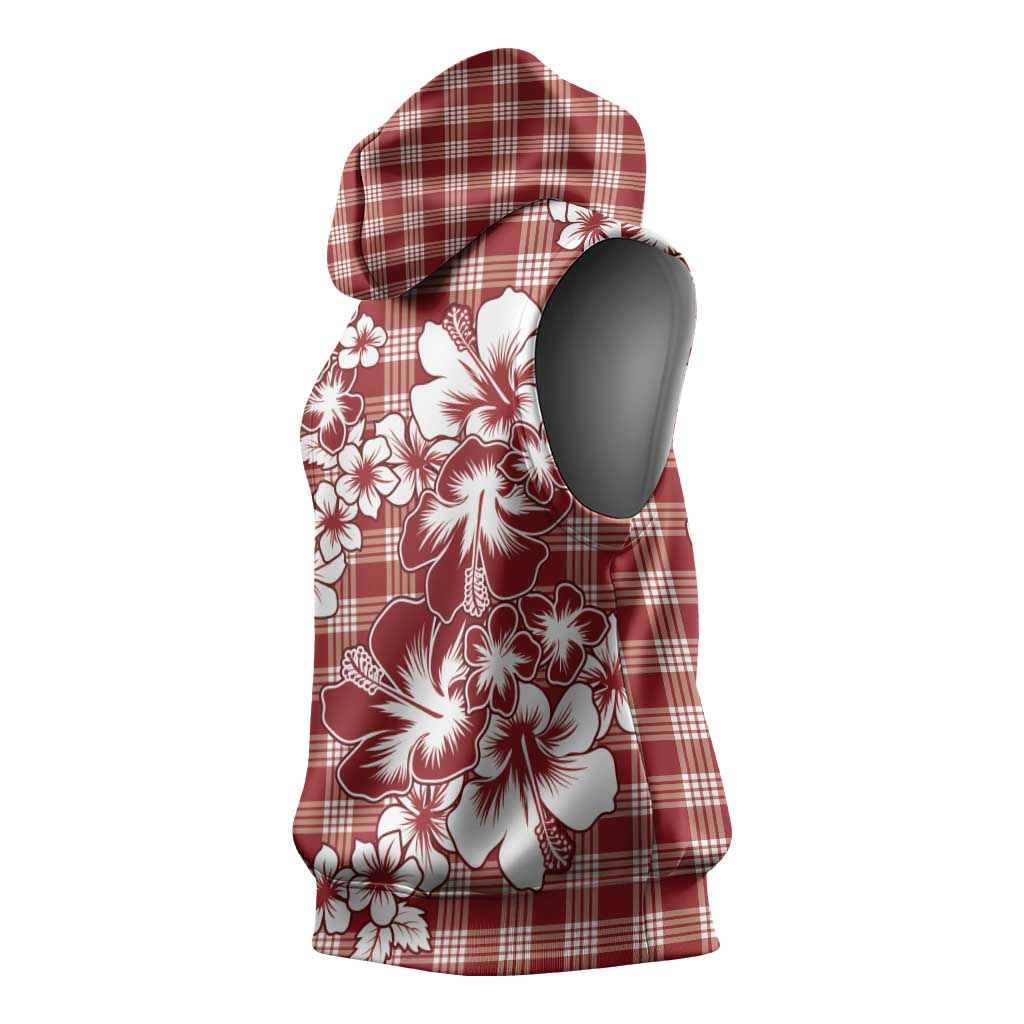 Hibiscus Pakala Fantasy Red Sleeveless Hoodie Tropical Floral Stylized - Polynesian Pride