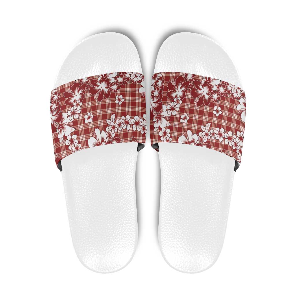 Hibiscus Pakala Fantasy Red Slide Sandals Tropical Floral Stylized - Polynesian Pride