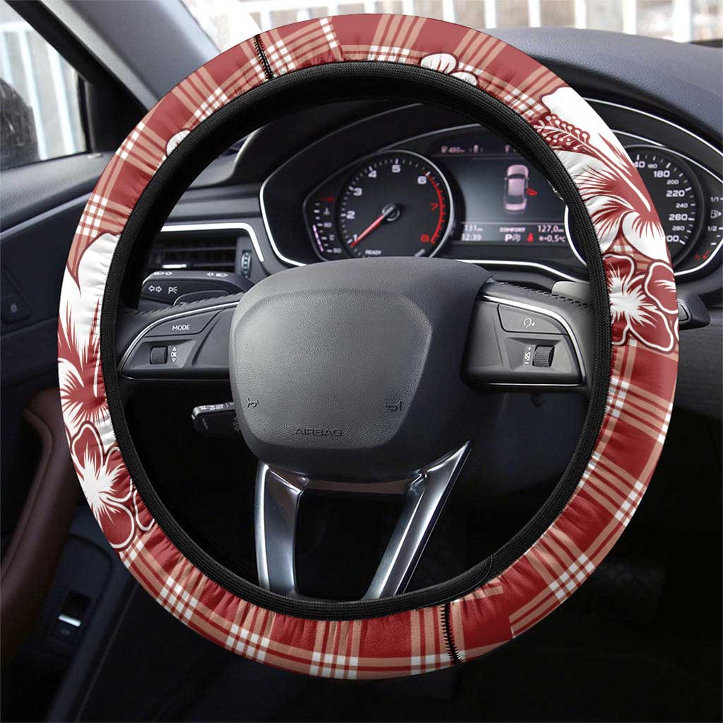 Hibiscus Pakala Fantasy Red Steering Wheel Cover Tropical Floral Stylized LT01 - Polynesian Pride