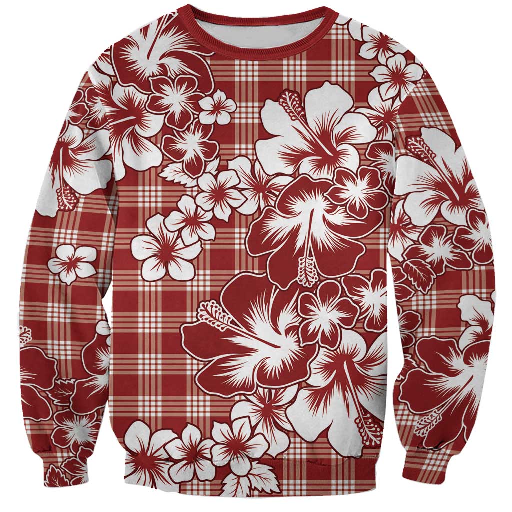 Hibiscus Pakala Fantasy Red Sweatshirt Tropical Floral Stylized - Polynesian Pride