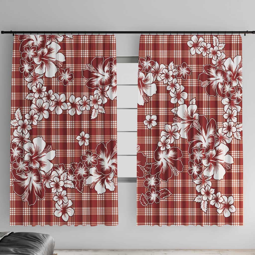 Hibiscus Pakala Fantasy Red Window Curtain Tropical Floral Stylized - Polynesian Pride
