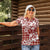 Hibiscus Pakala Fantasy Red Women Polo Shirt Tropical Floral Stylized - Polynesian Pride