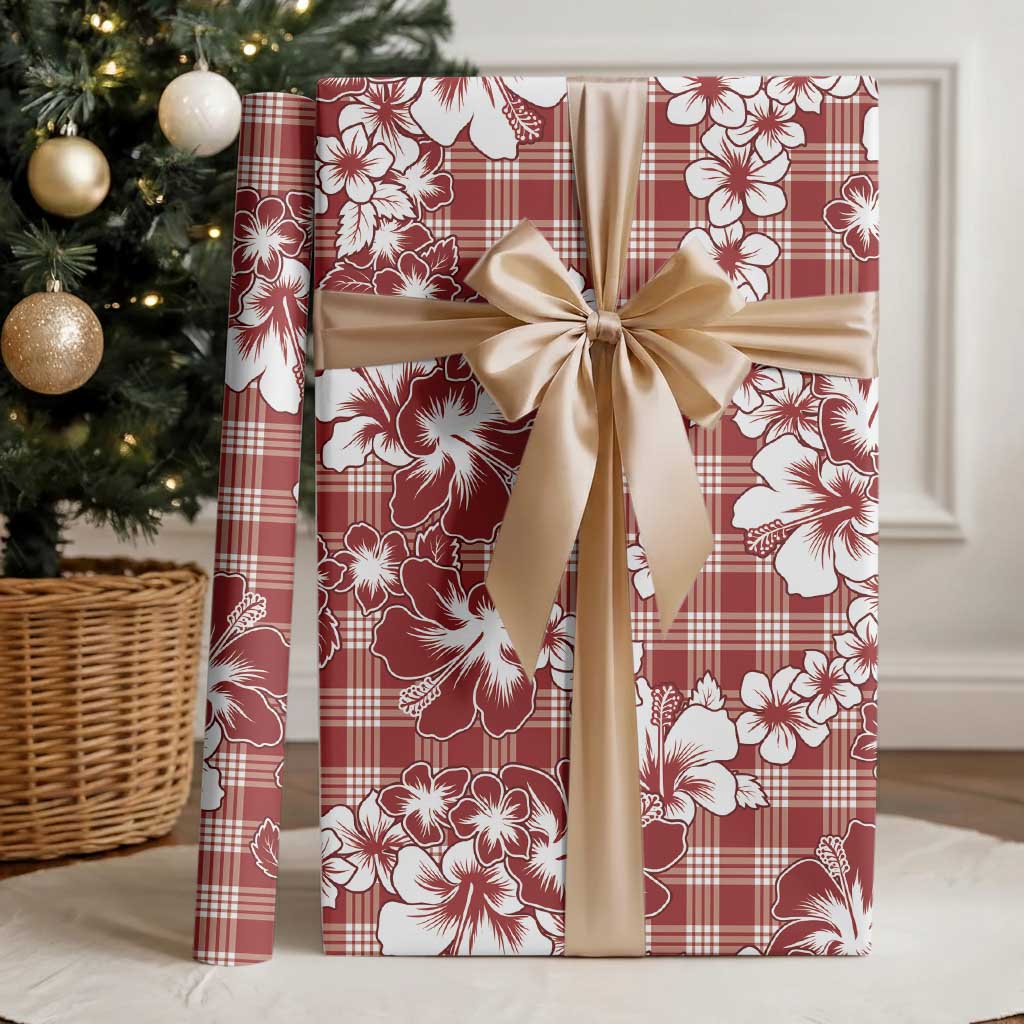 Hibiscus Pakala Fantasy Red Wrapping Paper Tropical Floral Stylized - Polynesian Pride