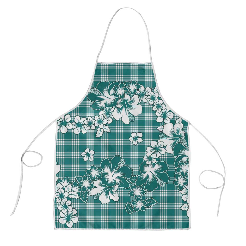 Hibiscus Pakala Aqua Teal Apron Tropical Floral Stylized - Polynesian Pride